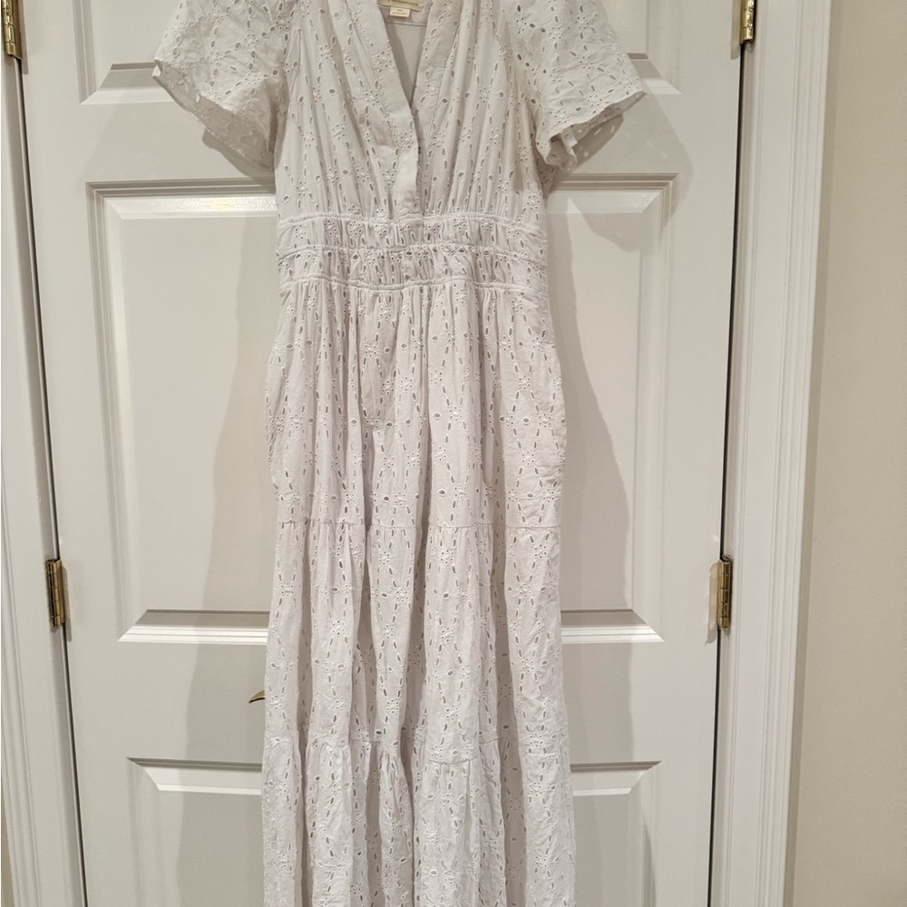 Maeve White Eyelet Maxi Dress
